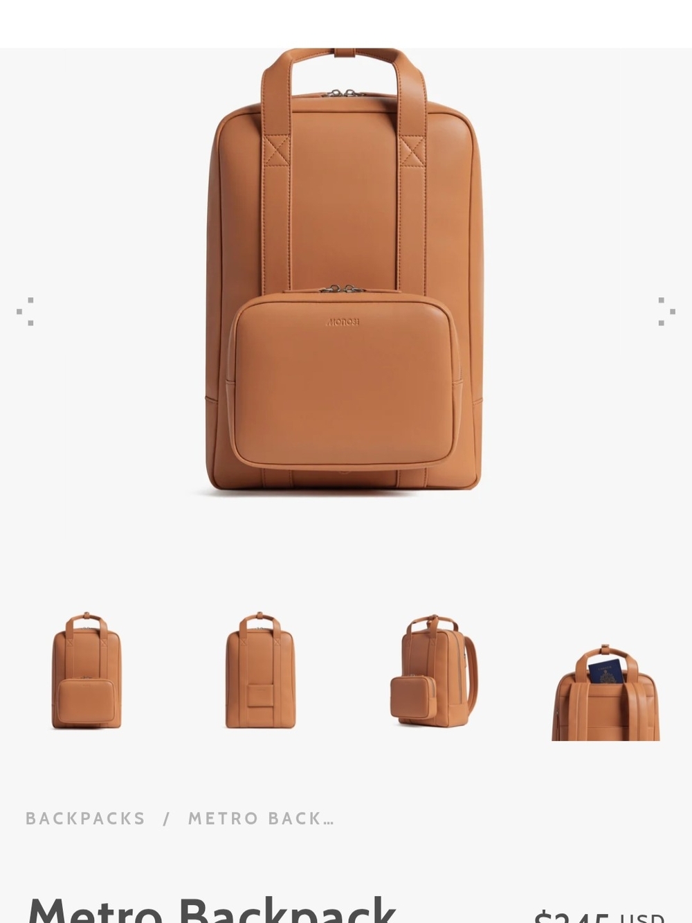 Metro Backpack - Tan Leather